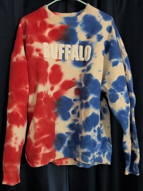 Buffalo Bills Red & Blue Tie-Dye Crewneck Sweatshirt